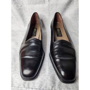 Vintage Amalfi Italy Pumps Black Leather Low Heel Classic Women's Size 9.5
